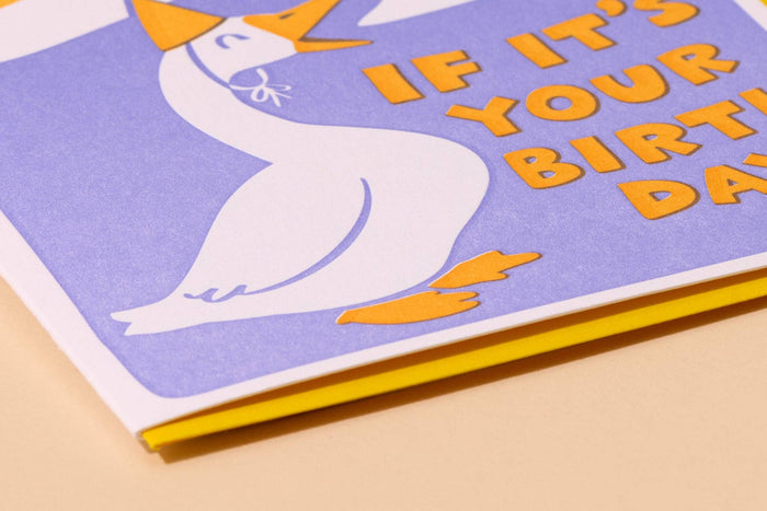 Funny Letterpress Birthday Greeting Card — Honk Bday Goose