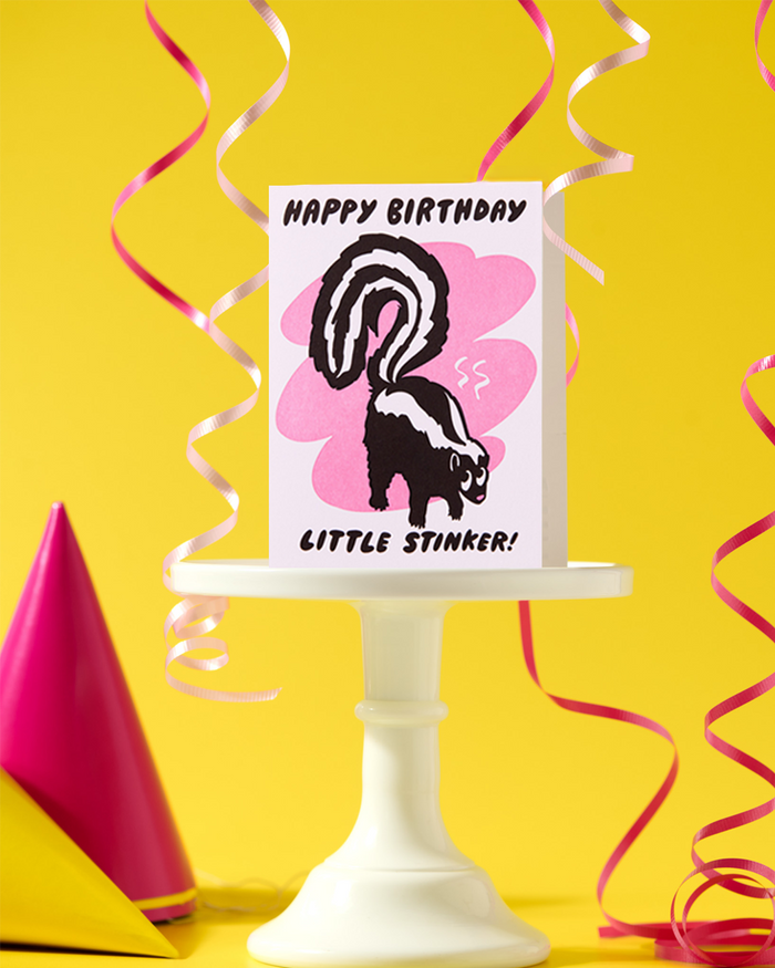 Funny Letterpress Birthday Greeting Card — Lil Stinker Skunk