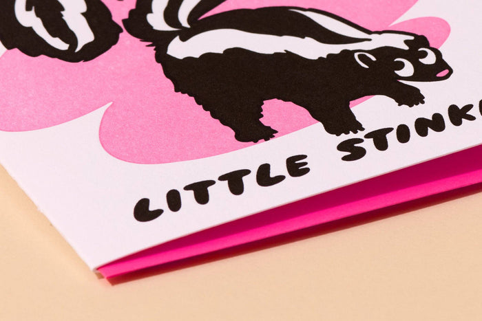 Funny Letterpress Birthday Greeting Card — Lil Stinker Skunk