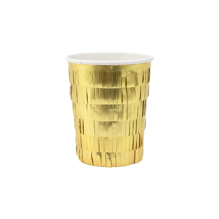 Gold Fringe Party Cups, Set of 8