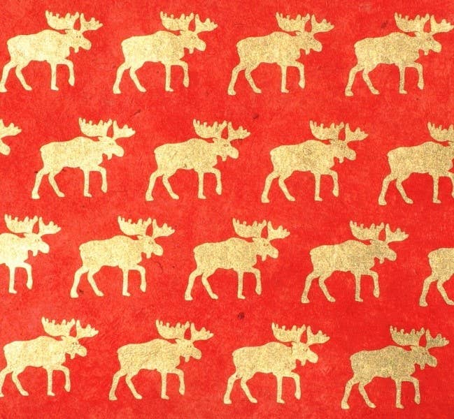 Gold Moose Wrapping Paper Sheet