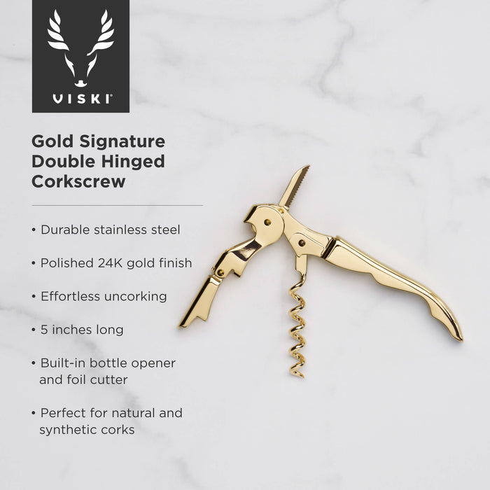 Gold Plated Double Hinged Corkscrew