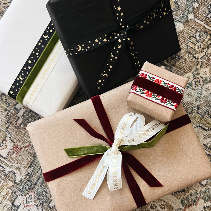 Gold Star Black Grosgrain Ribbon