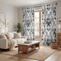 Gray Ornamental Damask Pattern Window Curtains