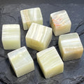 Green Banded Calcite Crystal Cube Block Carving