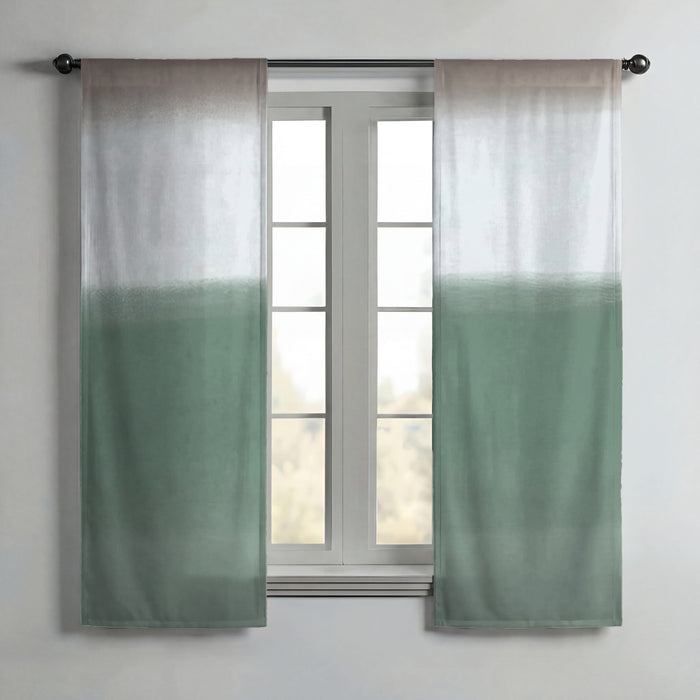 Green Horizontal Gradient Field Pattern Window Curtains