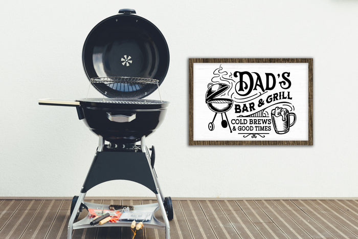 "Dad's Bar & Grill - Cold Brews & Good Times" 20" x 14" Framed