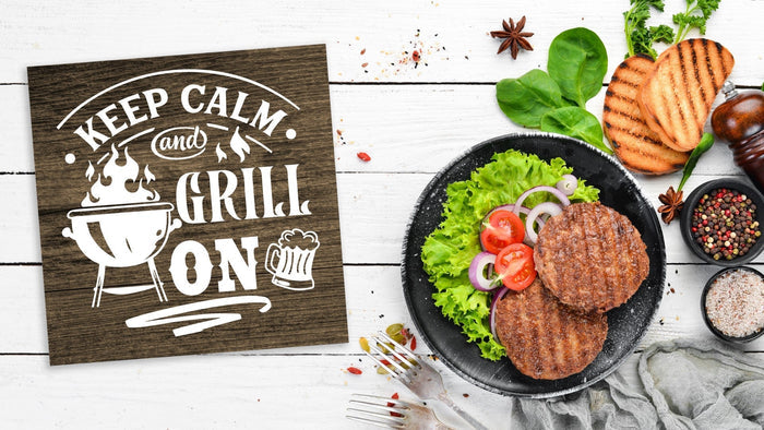"Keep Calm & Grill On" 12" Square