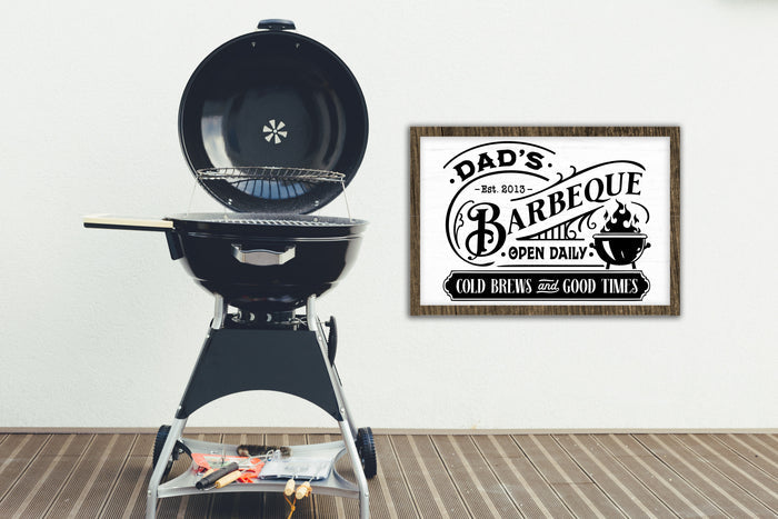 "Dad's Barbeque - Open Daily" 20" x 14" Framed