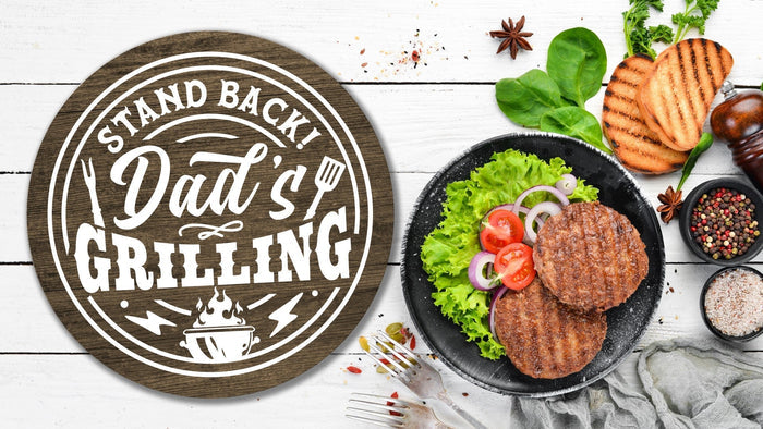 "Stand Back! Dad's Grilling" 12" Square