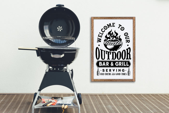 "Welcome to Our Outdoor Bar & Grill" 15" x 22" Framed