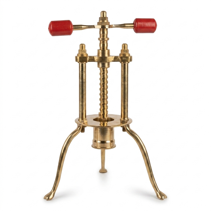Traditional handcrafted brass idiyappam press with 2 jali perforated discs