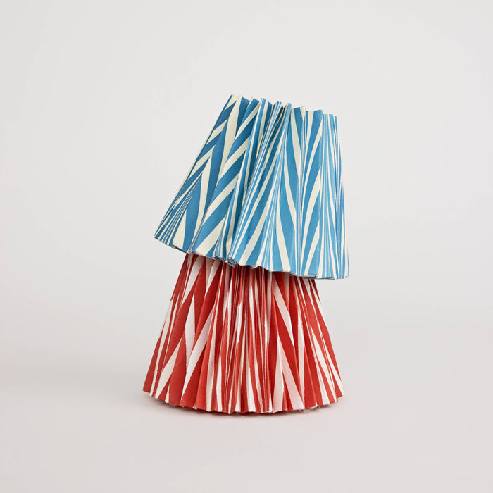 HAND MARBLED PLEATED LAMPSHADE - RED BANYAN