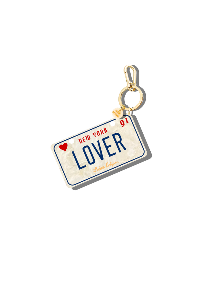 Hand-Painted Lover License Plate Bag Charm + Keychain | Eco-Friendly