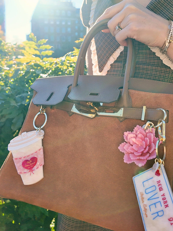 Hand-Painted Lover License Plate Bag Charm + Keychain | Eco-Friendly