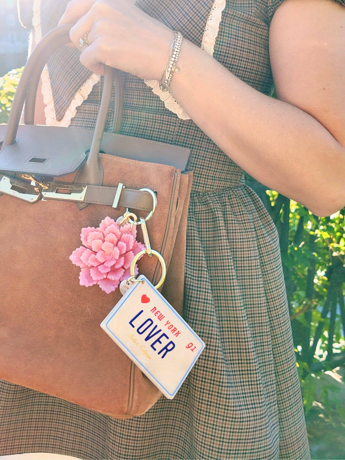 Hand-Painted Lover License Plate Bag Charm + Keychain | Eco-Friendly