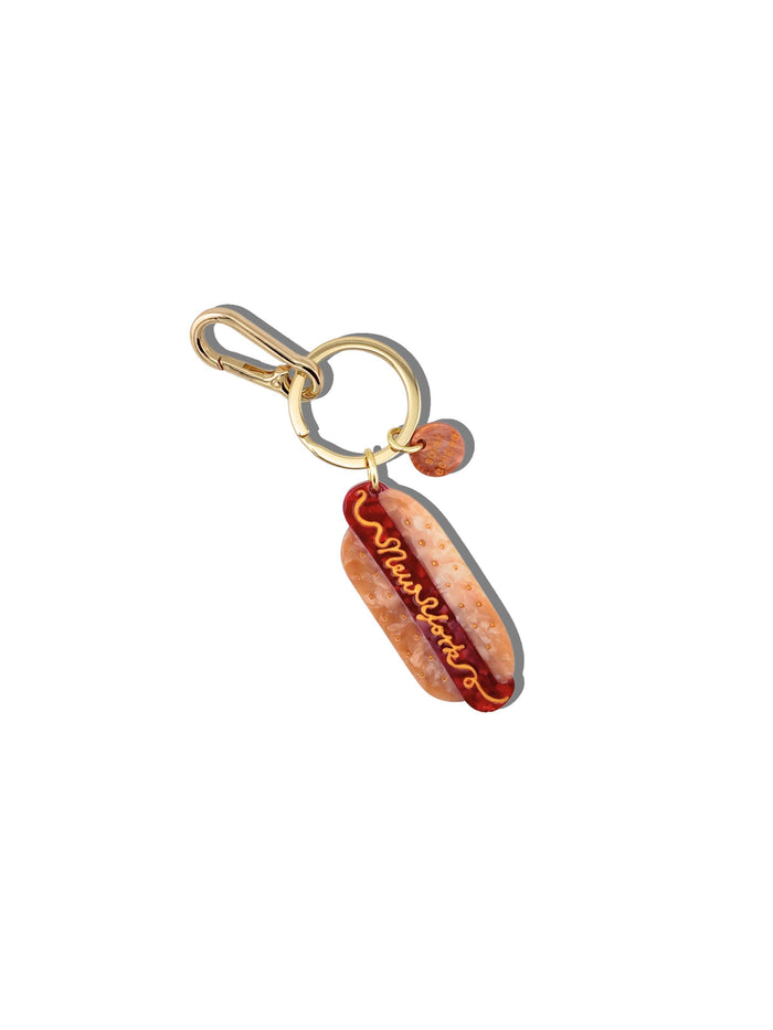 Hand-painted New York Hotdog Bag Charm + Keychain