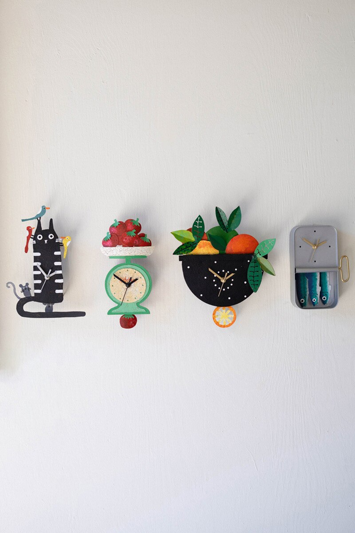 Hand-Painted Sardines Wall Clock