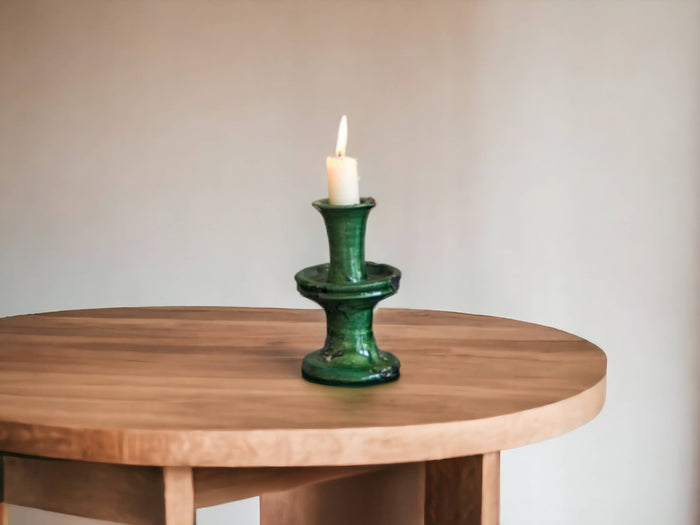 Handmade Vintage Tamegroute Green Candlesticks