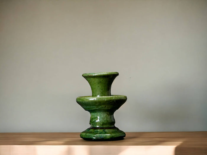 Handmade Vintage Tamegroute Green Candlesticks
