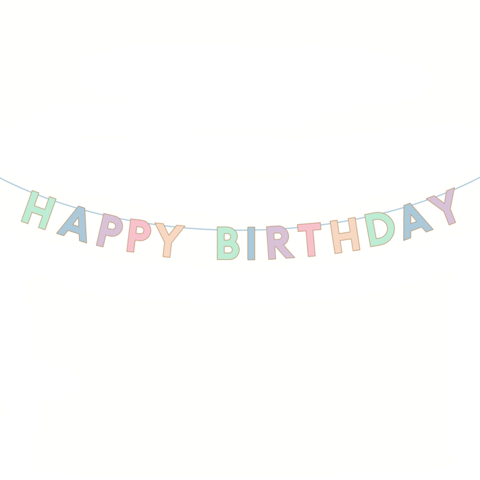 Happy Birthday Banner, Pastel