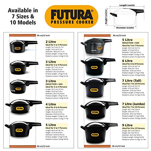 Hawkins Futura 5 Litre Hard Anodised Pressure Cooker, (IFP50)