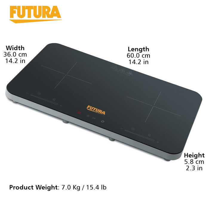 Futura dual hob induction stove 20 power levels black glass top India