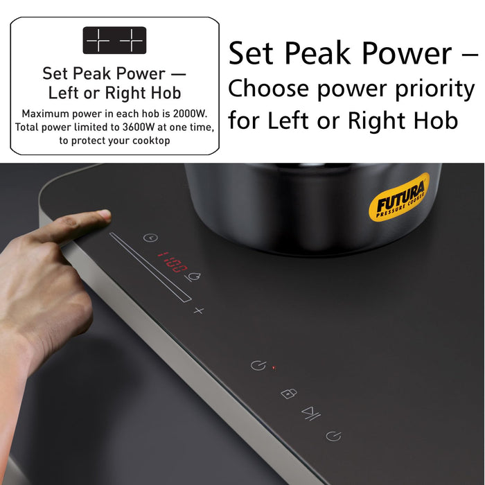 Futura induction cooktop two hobs cook simultaneously 3600 watt India