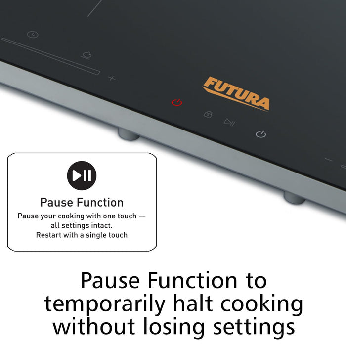 Hawkins Futura dual induction cooktop 60x36cm black glass surface with timer