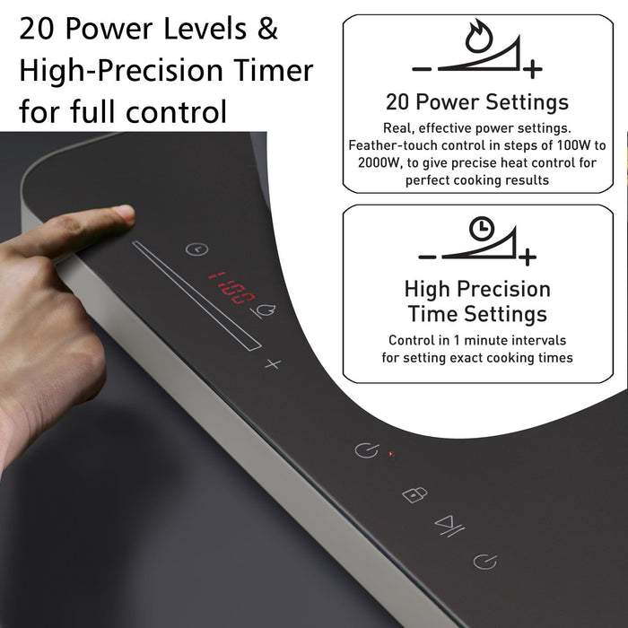 Futura FIC2A1 dual hob induction cooktop high precision timer residual heat indicator