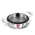 Hawkins Pro 1.5L Triply Kadhai with Stainless Steel Handles and Glass Lid - Induction & Gas Compatible.
