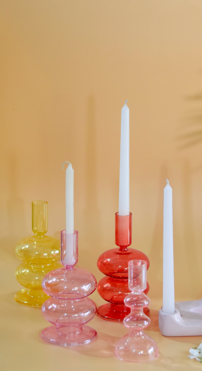 Honey Retro Glass Candle Holder