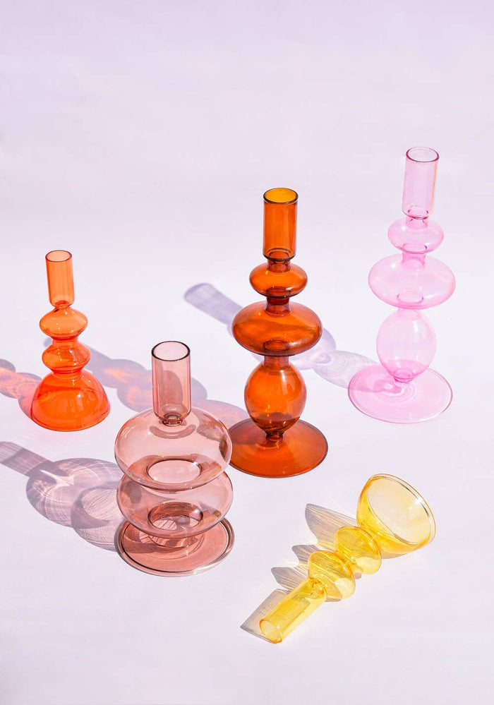 Honey Retro Glass Candle Holder