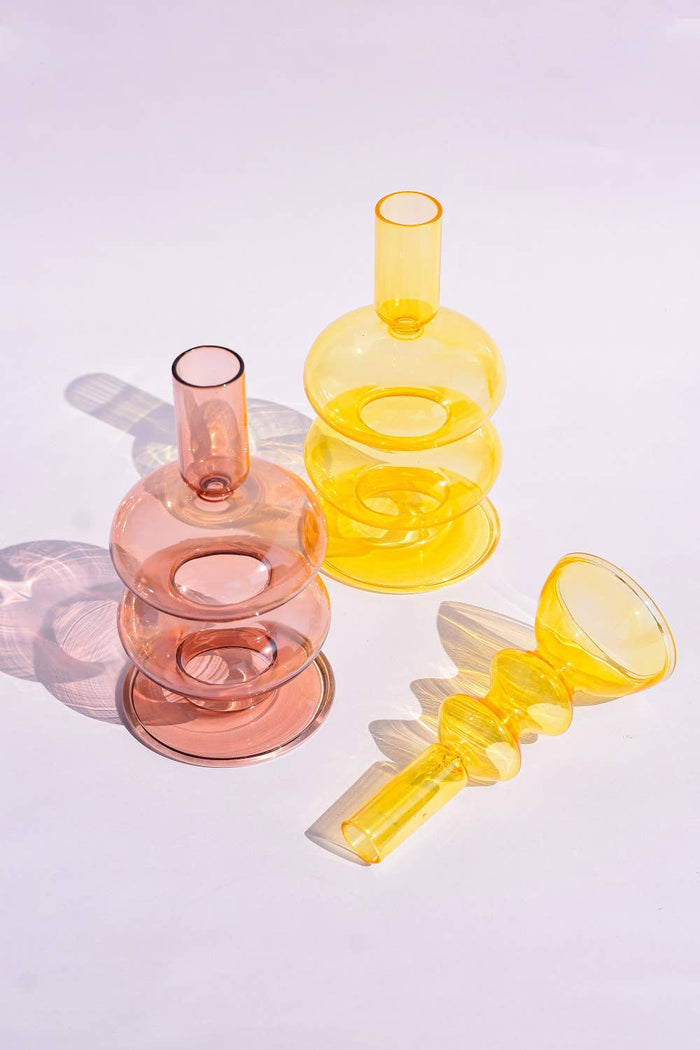 Honey Retro Glass Candle Holder