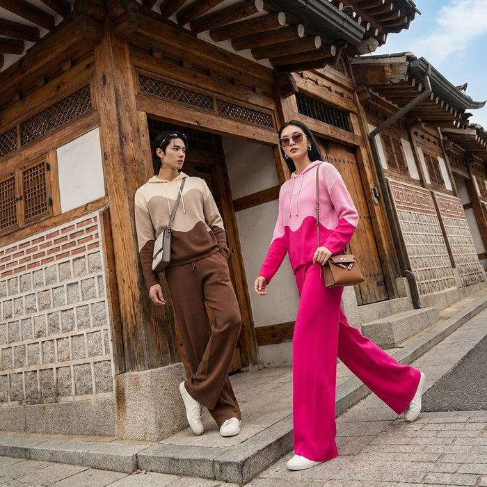 Ensemble sweat à capuche et pantalon long uni femme - Koreanxwear