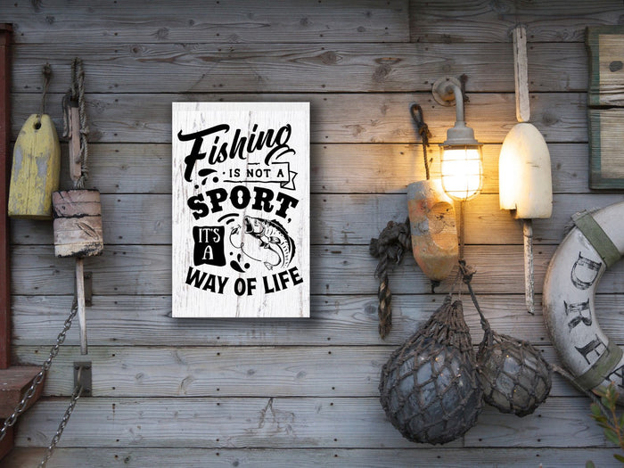 "Fishing is Not a Sport" 12" x 18" Plank