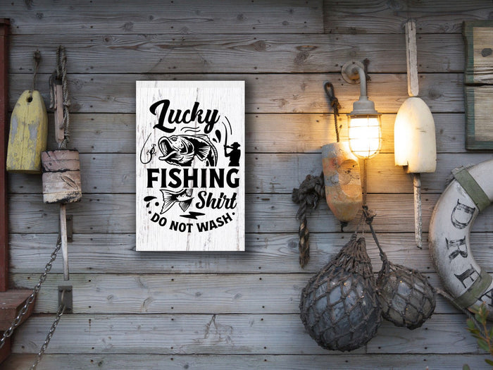 "Lucky Fishing Shirt" 12" x 18" Plank