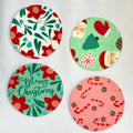 Retro Christmas Felt Coaster Set of 4