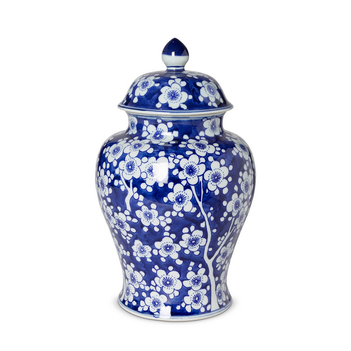 Imperial Ceramic Floral Ginger Jar Blue and White Large