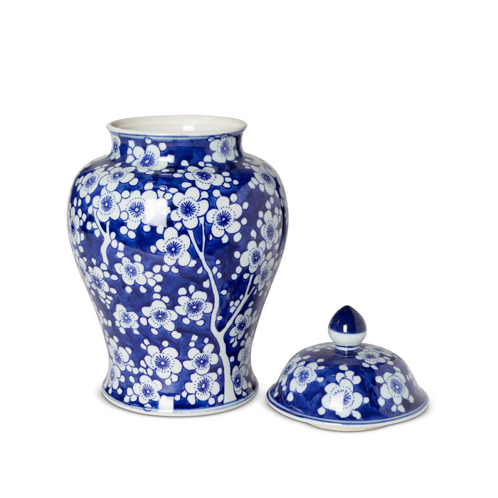 Imperial Ceramic Floral Ginger Jar Blue and White Large