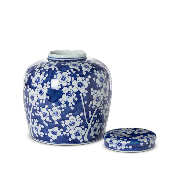 Imperial Ceramic Floral Ginger Jar Blue and White Small