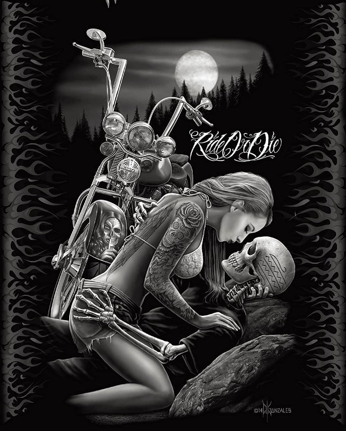 JPI RIDE OR DIE - BIKER LOVERS - Queen Blanket