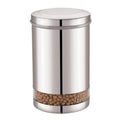 JVL Trendy Clear stainless steel canister with polycarbonate viewing panel set of three sizes