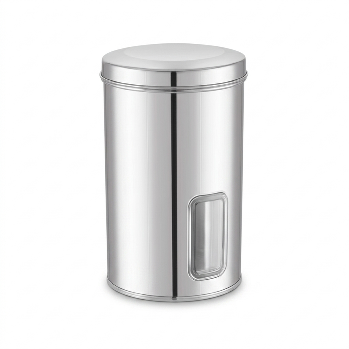 JVL Trendy Window Canister – Stainless Steel Airtight Storage Jar