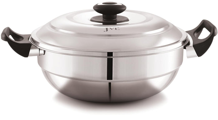 JVL Classicware triply stainless steel 5-in-1 kadai steamer 3.5L with food-grade 304 SS interior