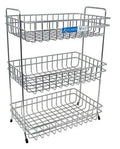 Kitchen Mart Fruit and Vegetable Trolley, Rectangle, 3-Tier, Stainless Steel (MINI) - KITCHEN MART