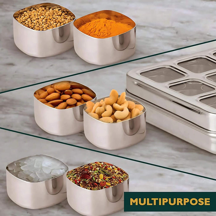 Premium square spice organizer with removable steel containers