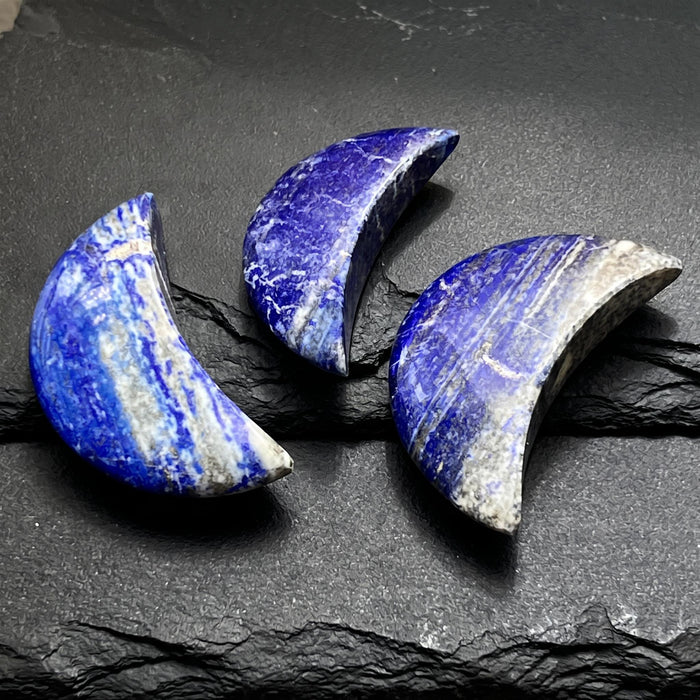 Lapis Lazuli Crescent Moon Carving (UV Reactive)
