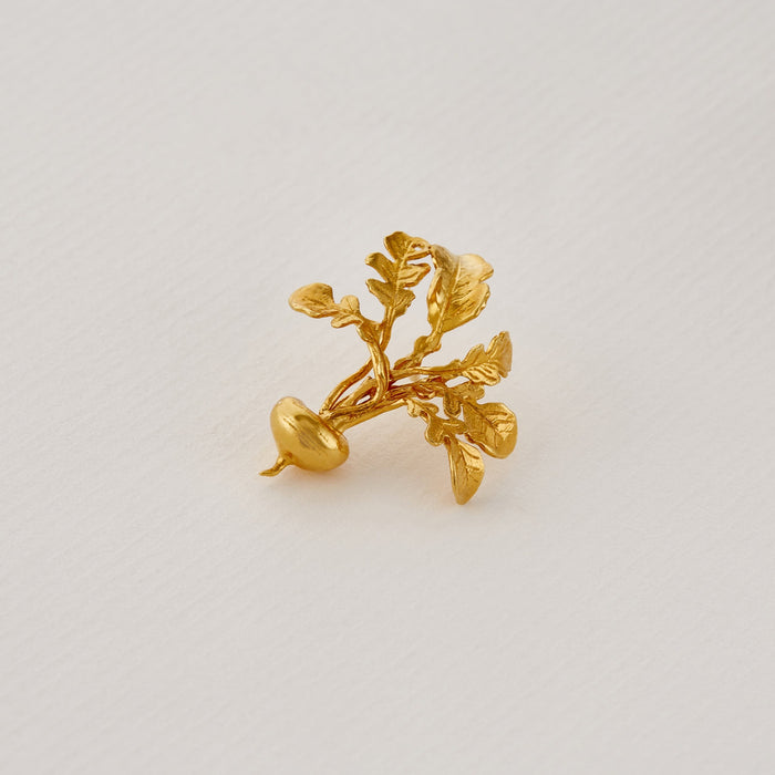 Leafy Turnip Pin Brooch