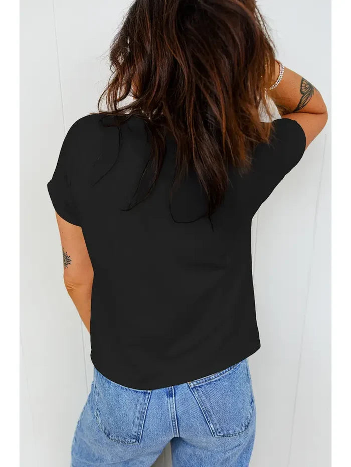 Leopard Bow Embroidered Cotton T Shirt